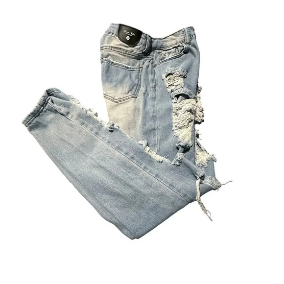 Denim Blvd Los Angeles size 5 Light Blue Jeans Destroyed Distressed Grunge - Picture 4 of 9